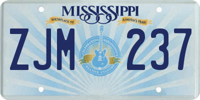 MS license plate ZJM237