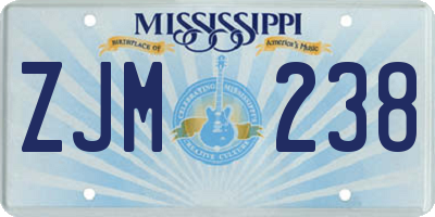 MS license plate ZJM238