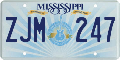 MS license plate ZJM247