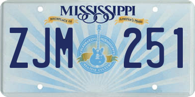 MS license plate ZJM251
