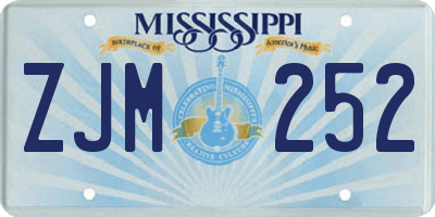 MS license plate ZJM252