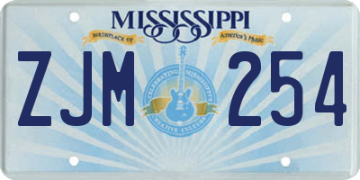 MS license plate ZJM254