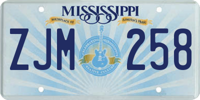 MS license plate ZJM258