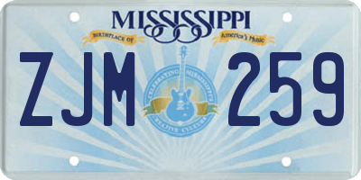 MS license plate ZJM259