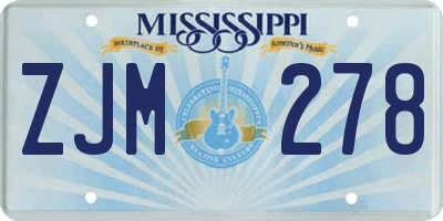 MS license plate ZJM278