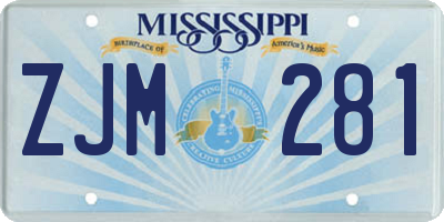 MS license plate ZJM281