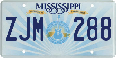 MS license plate ZJM288