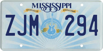 MS license plate ZJM294