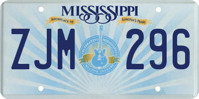MS license plate ZJM296