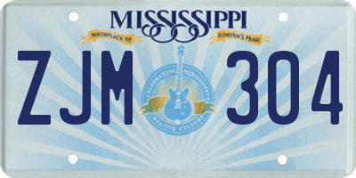 MS license plate ZJM304