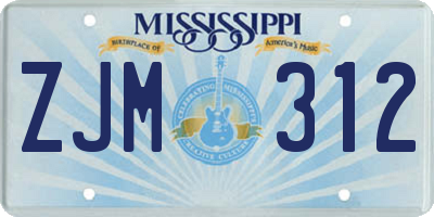 MS license plate ZJM312