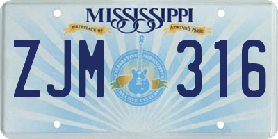 MS license plate ZJM316