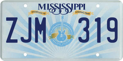MS license plate ZJM319
