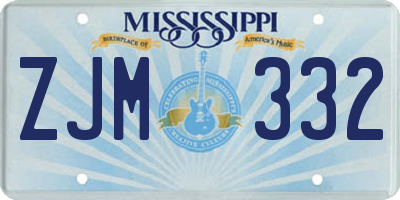MS license plate ZJM332