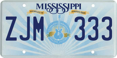 MS license plate ZJM333