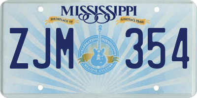 MS license plate ZJM354