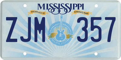 MS license plate ZJM357