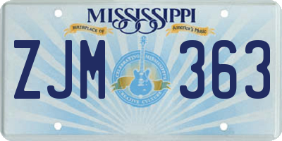 MS license plate ZJM363