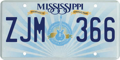 MS license plate ZJM366