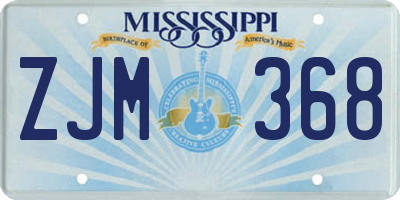 MS license plate ZJM368