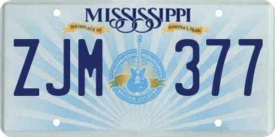 MS license plate ZJM377