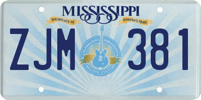 MS license plate ZJM381