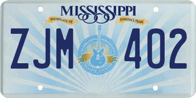 MS license plate ZJM402