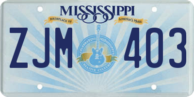 MS license plate ZJM403