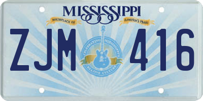 MS license plate ZJM416
