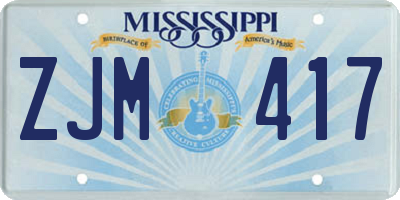 MS license plate ZJM417