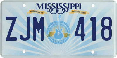MS license plate ZJM418