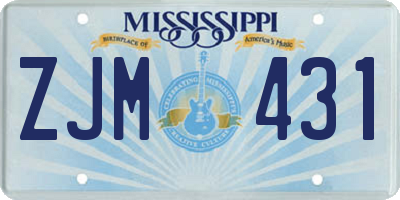 MS license plate ZJM431