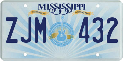 MS license plate ZJM432