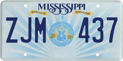 MS license plate ZJM437