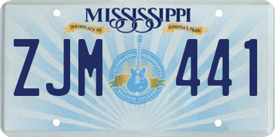 MS license plate ZJM441