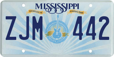 MS license plate ZJM442