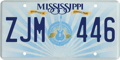 MS license plate ZJM446