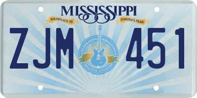 MS license plate ZJM451