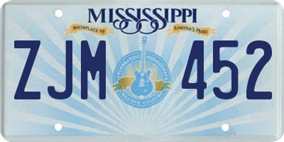 MS license plate ZJM452