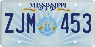 MS license plate ZJM453