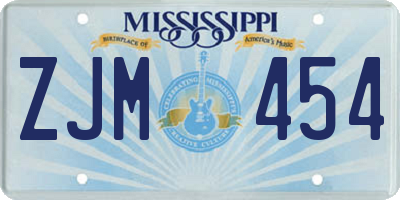 MS license plate ZJM454