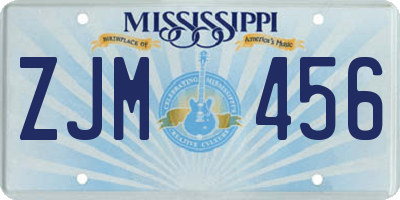MS license plate ZJM456