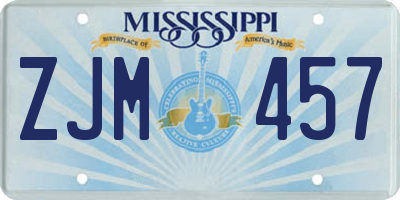 MS license plate ZJM457