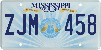 MS license plate ZJM458