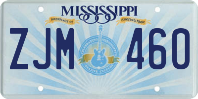 MS license plate ZJM460