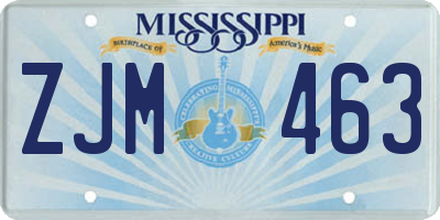 MS license plate ZJM463