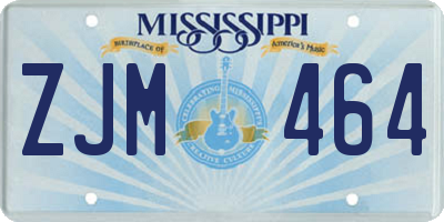 MS license plate ZJM464