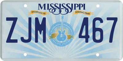MS license plate ZJM467