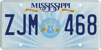 MS license plate ZJM468