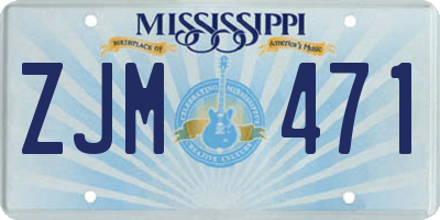 MS license plate ZJM471